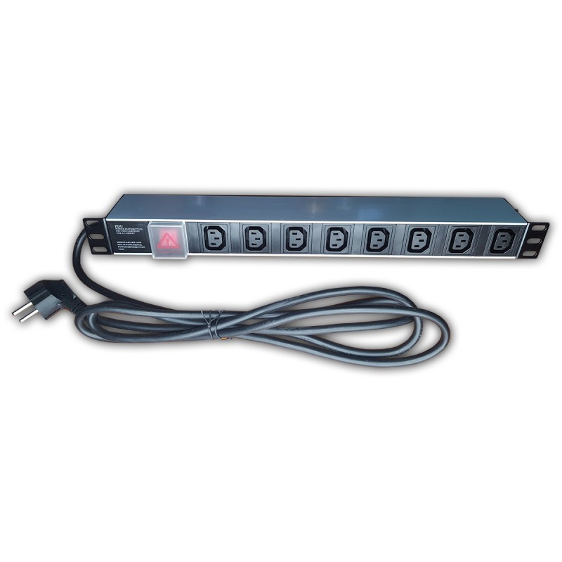 COBOX Bandeau de prise 19 pouces -1U -  8 prises - IEC320- C14 10A, 250V, avec interrupteur