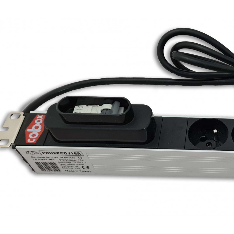 PDU, bandeau de prise électrique 6 prises interrupteur, avec disjoncteur 16A, 19 pouces, 1U